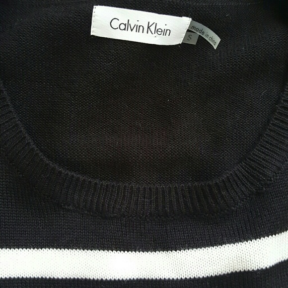 Calvin Klein Black & White Stripe Sweater Dress - Picture 3 of 4